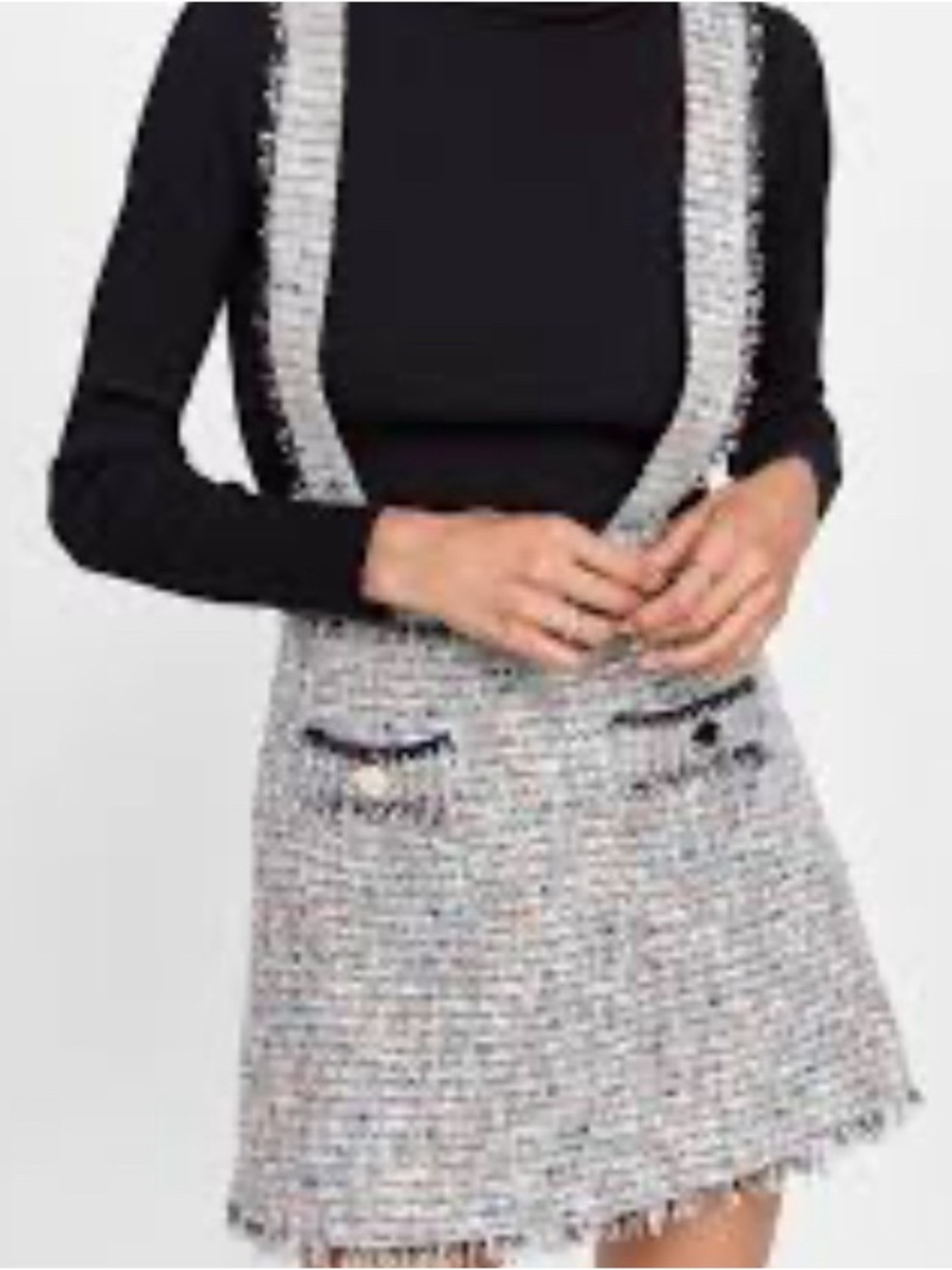 Zara Tweed Mini Skirt Bag in Beige with Red & Blue Speckles